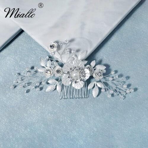 Miallo Fashion Flower Hair Comb Clips for Women Crystal Bridal Wedding Hair Accessories Prom Jewelry Bride Headpiece Gifts