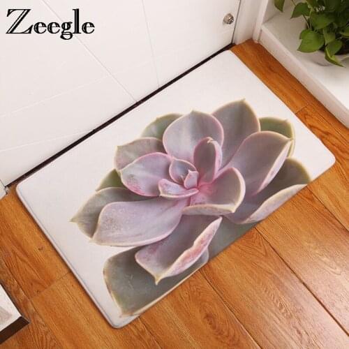 Zeegle Plants Painting Anti-Slip Entrance Door Mats Kitchen Floor Carpets Bedroom Beside Rug Absorbent Bath Mats Home Decor