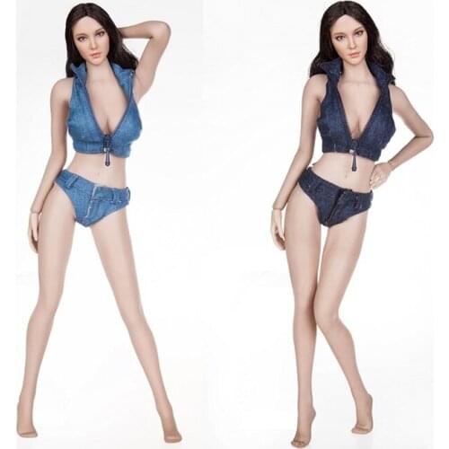 1/6 Scale TCT-0002 Female Swimsuit Clothing Women Sexy Denim Bikini Clothes For 12" Action Figures Body Doll Toy