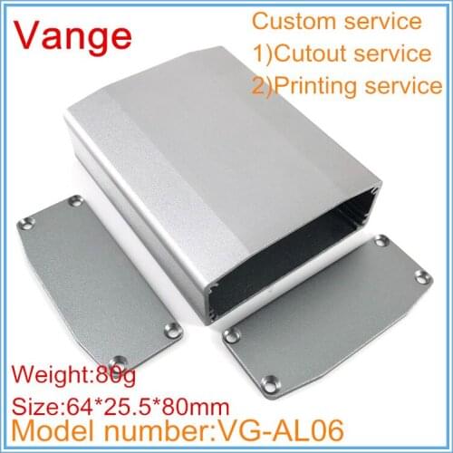 1pcs/lot extrusion shell metal cases 64*25.5*80mm 6063-T5 aluminum project boxes diy for wire connector chassis