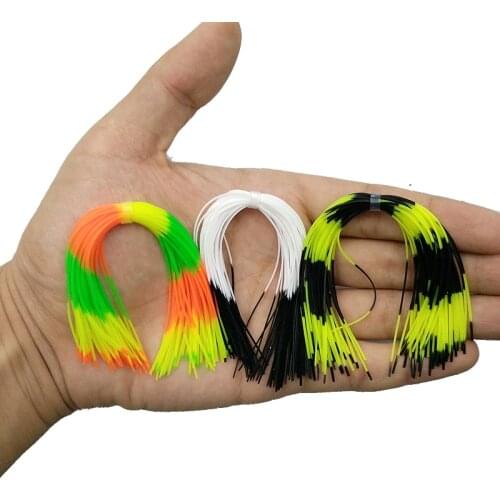 10pcs Mixed Color Fishing Rubber Jig Skirts 50 Strands Silicone Skirts Wire Fly Tying Rubber Material