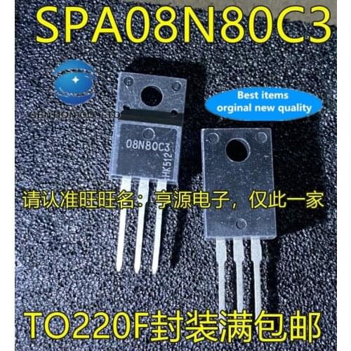10PCS SPA08N80C3 08N80C3 the TO-220 high-power MOS field effect tube in stock 100% new and original