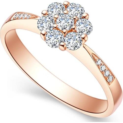 18K Au750 White Gold Ring Women Wedding Anniversary Engagement Party Ring Flower Moissanite Diamond Elegant Romantic Trendy