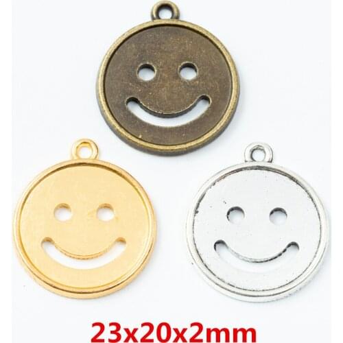 25 pieces of retro metal zinc alloy Smiley pendant for DIY handmade jewelry necklace making 6763