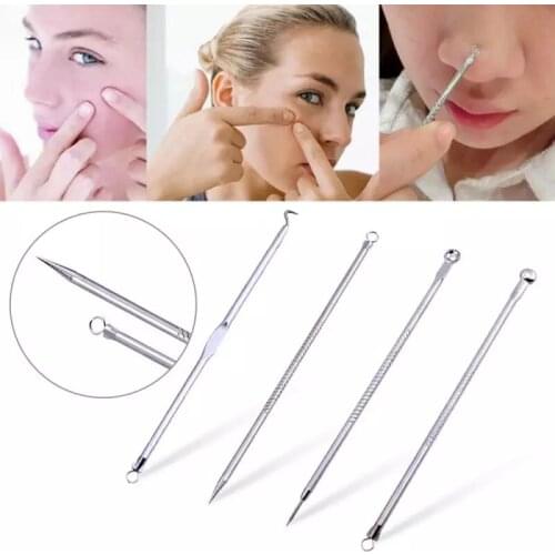 4Pcs/set Blackhead Removal Needles Black Dots Cleaner Stainless Steel Spot Extractor Acne Treatment Needle Face Clean Care Tool