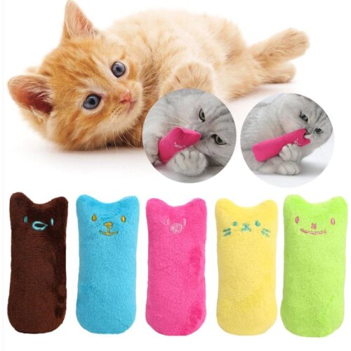 5Pcs/Lot Funny Thumb Chewing Sound Plush Toys Cats Catnip Toy Interactive Chewing Vocal Toy Cat Mint For Pet Cats Supplies