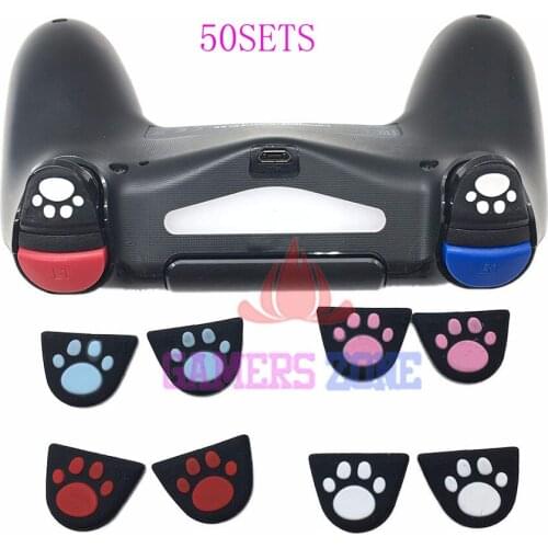 50Sets Cat Paw Custom Design Silicon Trigger Buttons Sticker W/ Adhensive for PS4 Controller L2 R2 Button Cover