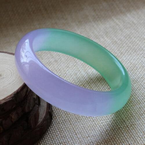 62mm Chinese Beautiful Lavender Purple Green Jade Gems Bracelet Bangle