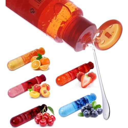 80ML Edible Flavor Water Based Lubricant Peach/Strawberry/Blueberry/Cherry/Orange Sex Anal Oral Gel Sex Lube For Couple Adult
