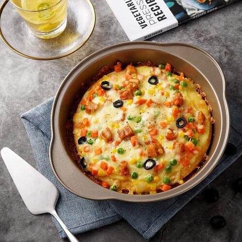 Non-Stick Carbon Steel Pizza Oven Pans Tart Quiche Flan Pan Molds Pie Pizza Cake Brownie Mould Heavy Duty Pizza Pans Bakeware