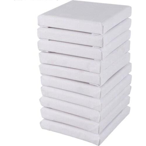 10Pcs/Set 15cm White Blank Art Boards Mini Stretched Artist Canvas Art Board Acrylic Oil Paint Wood+Cotton for Artwork Painting