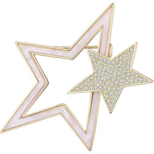 2020 New Punk Zircon Shell Star Brooches For Women Party New Copper Brooch Pins Fashion Clothing Jewelry accesorios mujer
