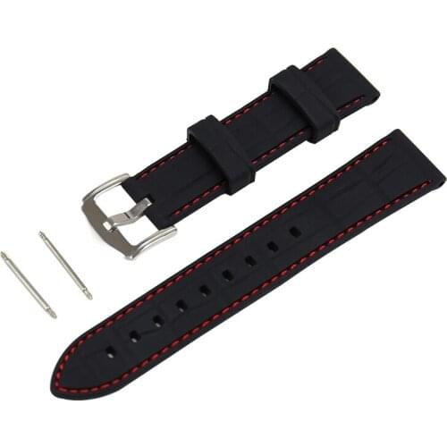 18MM 20MM 22mm Black rubber strap with orange stitch Flat end fit skx007 universal dive watch