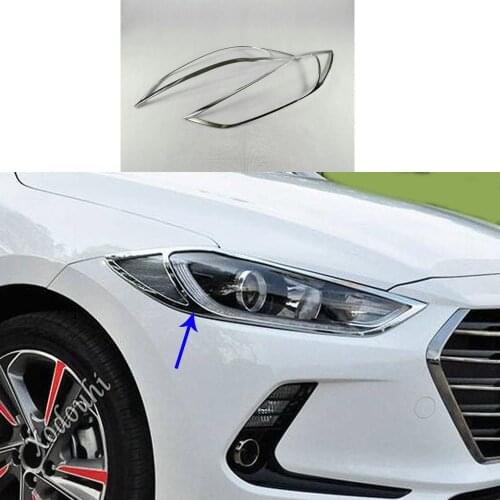 For Hyundai Elantra Avante 2016 2017 2018 2019 2020 Car Cover Detector Head Front Light Lamp Trim Frame Part Molding Stick 2pcs