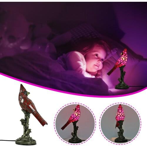 European Style Small Night Lamp Study Creative Red Bird Animal Desk Lamp For Bed Room Decoration Bedside Lamp Study Night Lights