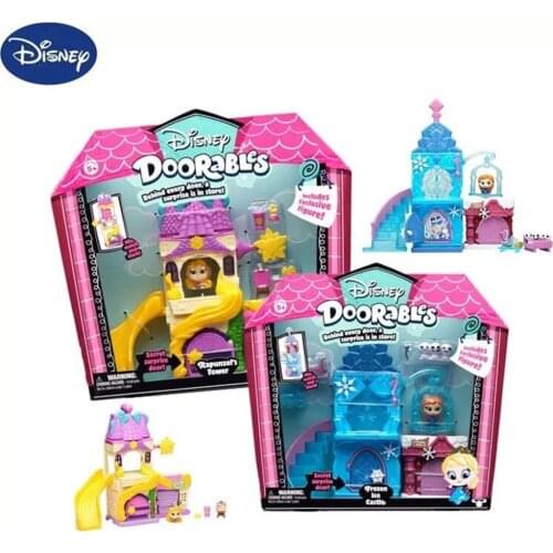 Disney Doorables Figures Toys Folding Fairytale House Frozen Ice Castle Beasts Chateau Doll Collection Kids Girls Gifts
