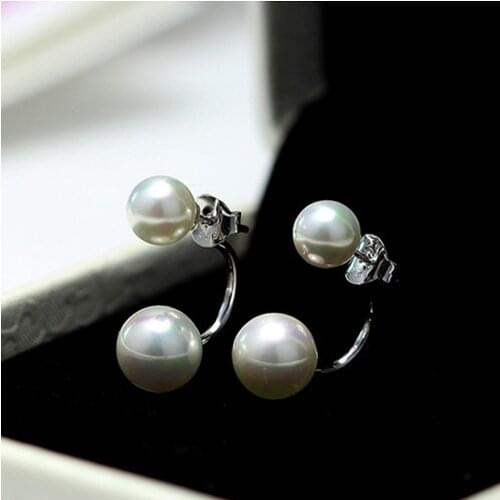 France New Style Double Pearl U Shape Stud Earring 2021 Fashin Women Silver Plated Imitation Pearl Earring Lady Wedding Jewelry