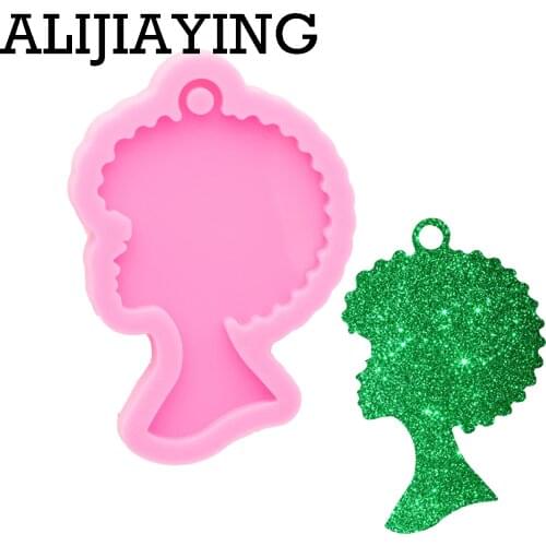 DY0798 Glossy Afro Silicon Mold for Resin Art Diy, Girl Resin Mold To Make Keychain Crafts with Epoxy, Custom silicone molds