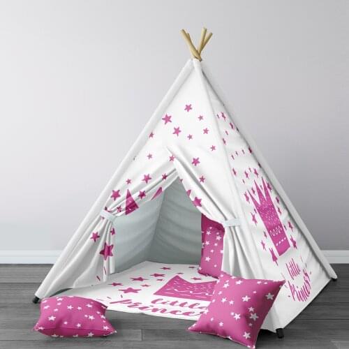 Play Tent for Kids Wigwam Portable Indoor Playground Tents Children Bedrooms White Little Princess Crown Model 235