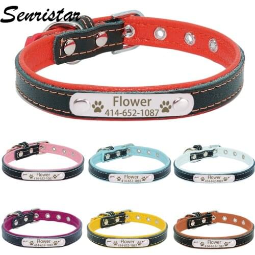 Personalized Nameplate Dog Collar Engraved ID Name Tag Puppy Cat Dog Collar For Small Medium Large Dogs Leather Pet Collar