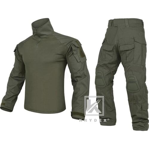 KRYDEX CP Style G3 Combat BDU Uniform Set For Military Airsoft Hunting Shooting Tactical Camouflage Shirt & Pants Ranger Green