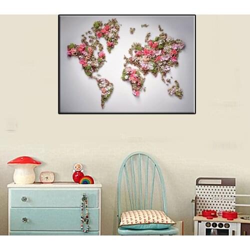 The World Map Non-smell No Frame Canvas Painting Modern Wall Art Poster Living Room Home Decoration As Gift