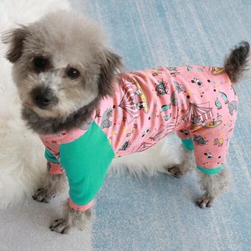 Pet Dog Jumpsuit Thin Printed Overalls 100%Cotton Bottoming Shirt Puppy Clothes Stretchy Pajamas For Small Dogs Chihuahua Poodle