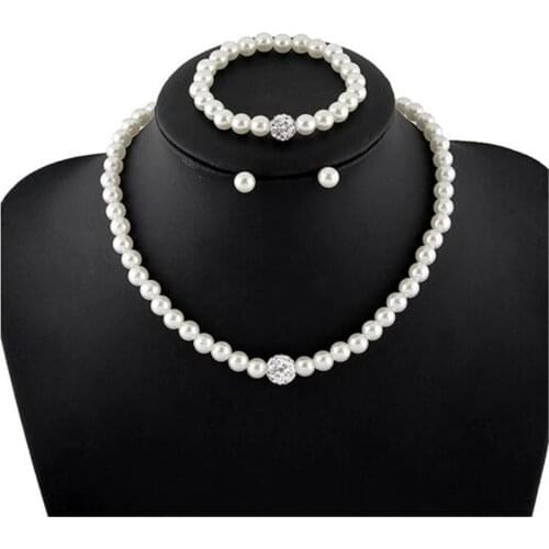 Ahmed Jewelry Fashion Pearl Wedding bride Jewelry Set Necklace Earring With Bracelet Woman Statement Collar Necklace Y-jn04