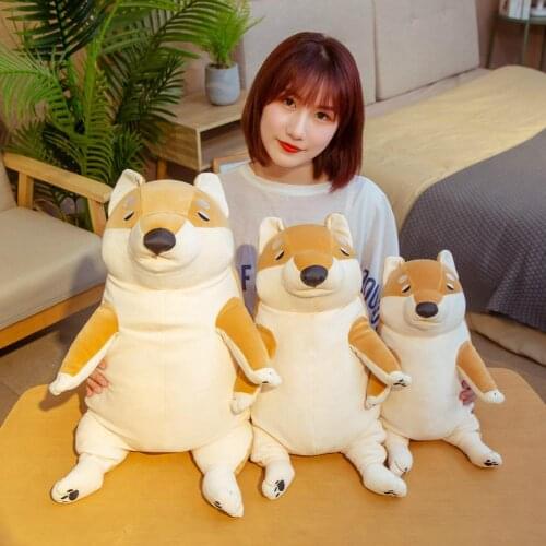 Hot 1pc 40-60cm Cartoon Lying Plush Stuffed Dog Big Toys Shiba Inu Doll Lovely Animal Children Birthday Gift Corgi Plush Pillow