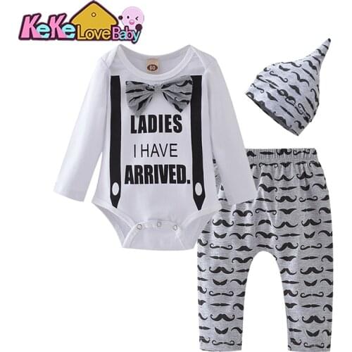 Baby Boy Clothes Newborn Infant Set Gentleman Tops For Toddler Boys Outfit Suit Pants Hat 3Pcs New Born Babyboy Clothing Sets