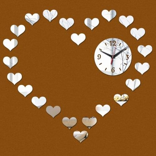 Time-limited romantic love Acrylic wall clock modern design luxury mirror 3d crystal watches living room