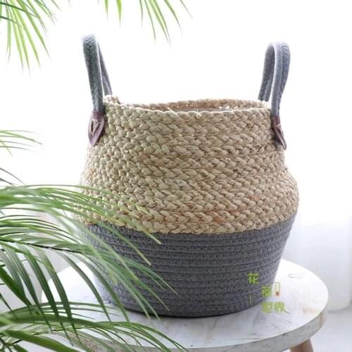 Bamboo Seagrass Storage Baskets Wicker Basket Plant Nordic style Garden Flower Pot Laundry Basket Container Toy Holders