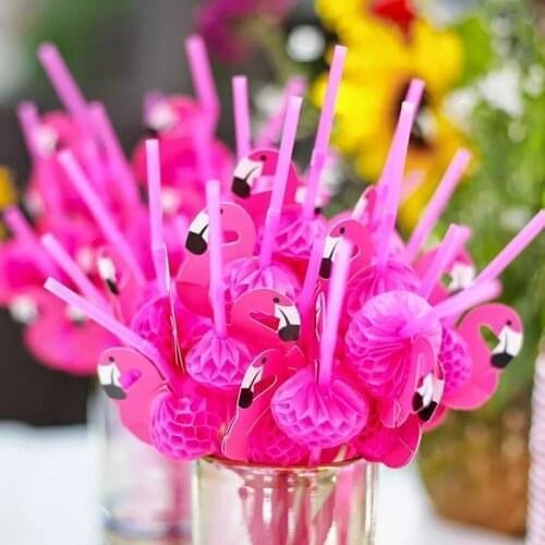 25/50Pcs Mix Color Drinking Straws Pineapple Flamingo Disposable Juice Paper Straw Birthday Hawaii Beach Party Wedding Decor