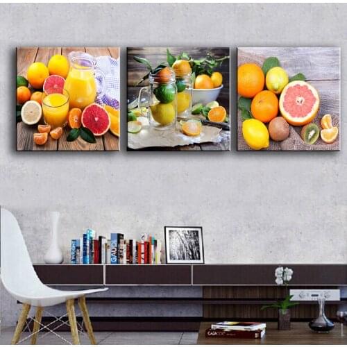 Modern Canvas Art 3 Pieces Fruit Paintings Bar Kitchen Room Decoration Juice Wall Pictures For Dining Room Posters and Prints