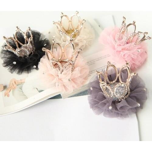Rhinestone Crown Lace Baby Girls Headwear Princess Sweet Girls Hair clip hairpins For Kids Girls Hair Accessories Tiaras Kids