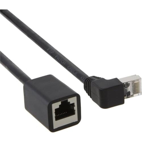 CAT6 Ethernet Extension Cable,Shielded 8P8C Ethernet Patch Cable,Up Angled Support Bandwidth Up to 250mhz,1.6ft/0.5m,Black