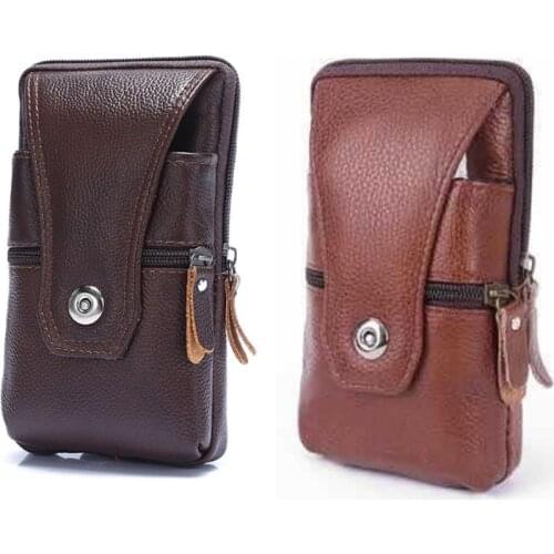 Vintage Leather Waist Bag Phone Pouch Belt Hip Belt Loop Holster Wallet Carry Case Sport Purse for Men