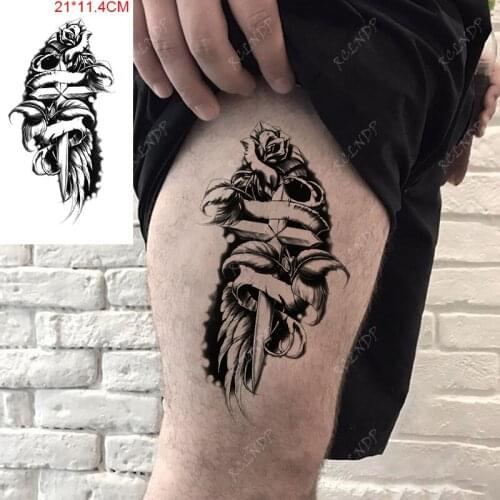 Waterproof Temporary Tattoo Stickers Rose feather cross gothic Arm Leg Back Fake Tatto Flash Tatoo Art for Women Men
