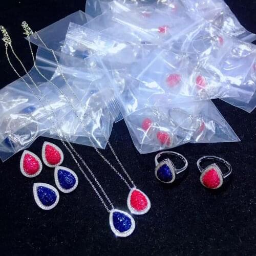 Jewelry set 925 sterling silver with cubic zircon earring ring and pendant tear drop shape fine women jewelry