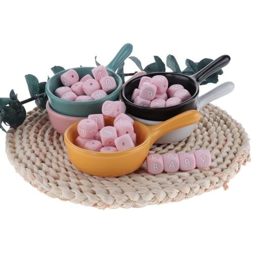 100pcs Silicone Letter Beads Baby Teether Bead Silicone Teething Nipple For Baby Toys Baby Goods BAP Free Pink Alphabet