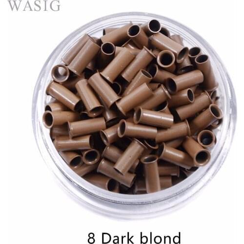 8# Dark Blonde 2.8mm*2.3mm*7mm Copper Tubes Micro Rings/Links/Beads/Pipe Hair Extension Tools 1000Pcs/Lot 7 Colors Optional