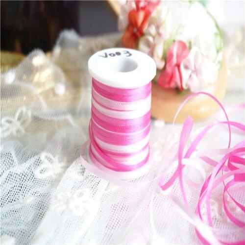 2mmX20m/roll variegated colors of 100% pure silk embroidery ribbon thin taffeta high quality silk ribbon Anya Ribbon Handcraft