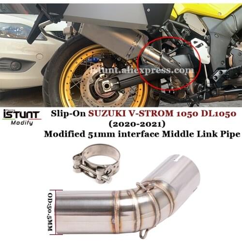 2020 2021 Motorcycle Escape Exhaust For SUZUKI V-STROM 1050 DL1050 Modified Stainless Steel 51mm interface Middle Link Pipe