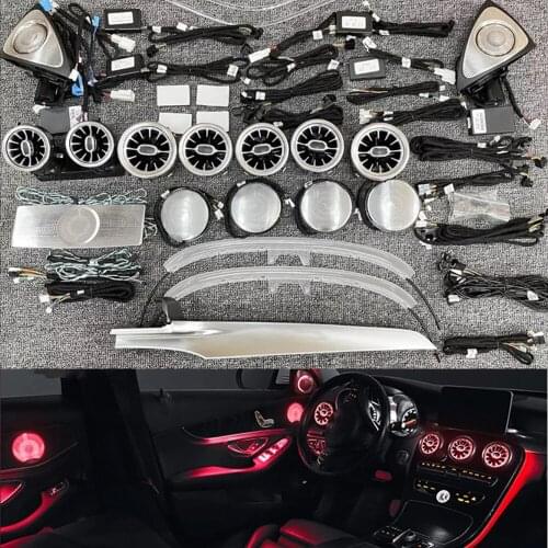 3/12/64 색 자동차 LED 분위기 램프 스트립 메르세데스-벤츠 C / GLC 클래스 W205 C260 C200L X253 C300 에어 벤트 주변 조명