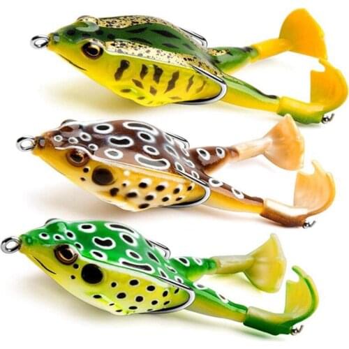 3 Pcs Frog Bait,Bass/Trout Fishing Bait Set Realistic Frog Soft Swimming Bait with Weedless Hook for Freshwater&Seawater