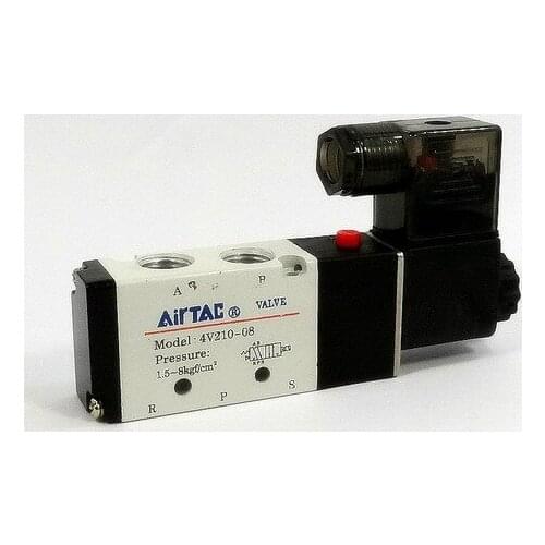 5 Way 2 Position 4V210-08 Airtac Solenoid Valve DC 24V DC12V AC220V 1/4" Port Size