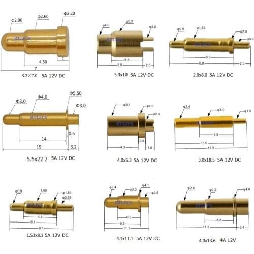 5 pcs Large Scale Spring pin Connector Low Voltage High Power 12V DC 4A 5A High Power Heavy Current Battery Connector