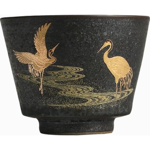 50ml handmade ceramic small tea cup Zen gilt master cup tea set household retro kung fu tea cup personal cup