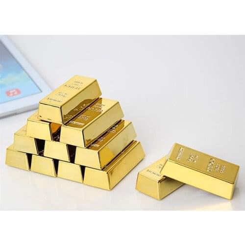 8 Pcs Plastic Fake Gold Bullion Bar Paper Weight Door Stop 2 inch Prop Game Fancy Party Table Decor for Childen Kids Toy Gift