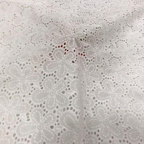 Soft White Eyelet Scalloped Floral Embroidery Pure Cotton Fabric Lace Fabric for Dress,Shirts,Children Cloth,Decor by the yard